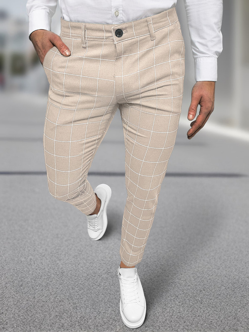 Pánské Chino Kalhoty Béžové OZONEE DJ/5505