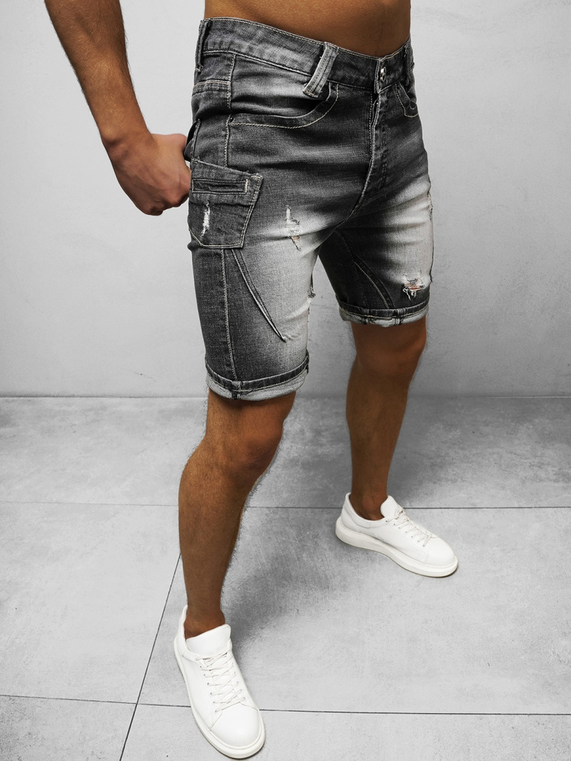 Pánské Džínové Kraťasy Černé OZONEE NB/MP0040N