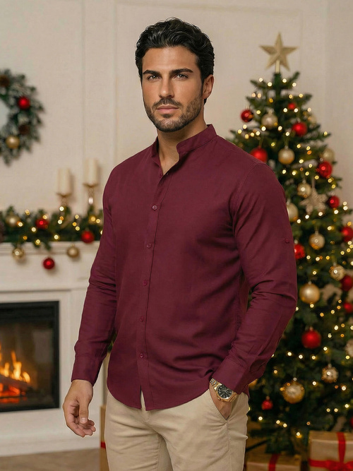 Pánská Košile Vínová OZONEE O/V57Z