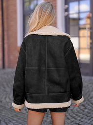 Dámská koženková bunda černo-béžová OZONEE JS/61M8502/392B