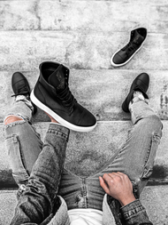 Pánské Sneakery Vysoké Černobílé OZONEE KN/022