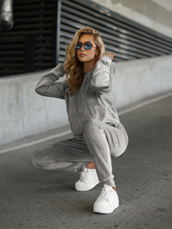 Dámská velurová tepláková souprava šedá OZONEE JS/8C1301/2