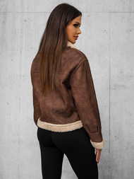 Dámská Kožená Bunda Hnědá OZONEE O/81331Z