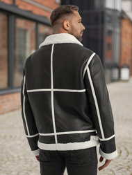 Pánská Koženková Bunda Černá OZONEE JS/11Z8270