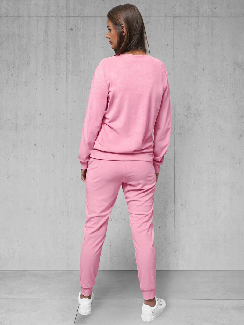 Dámská velurová tepláková souprava prášková růžová OZONEE O/8C1173/38Z