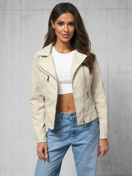 Dámská koženková bunda křivák béžová OZONEE O/G88