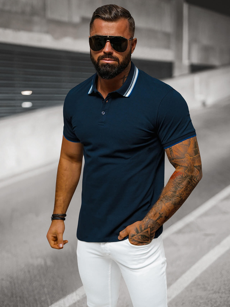 Pánské Polo Tričko Námořnická Modřá OZONEE O/DA719