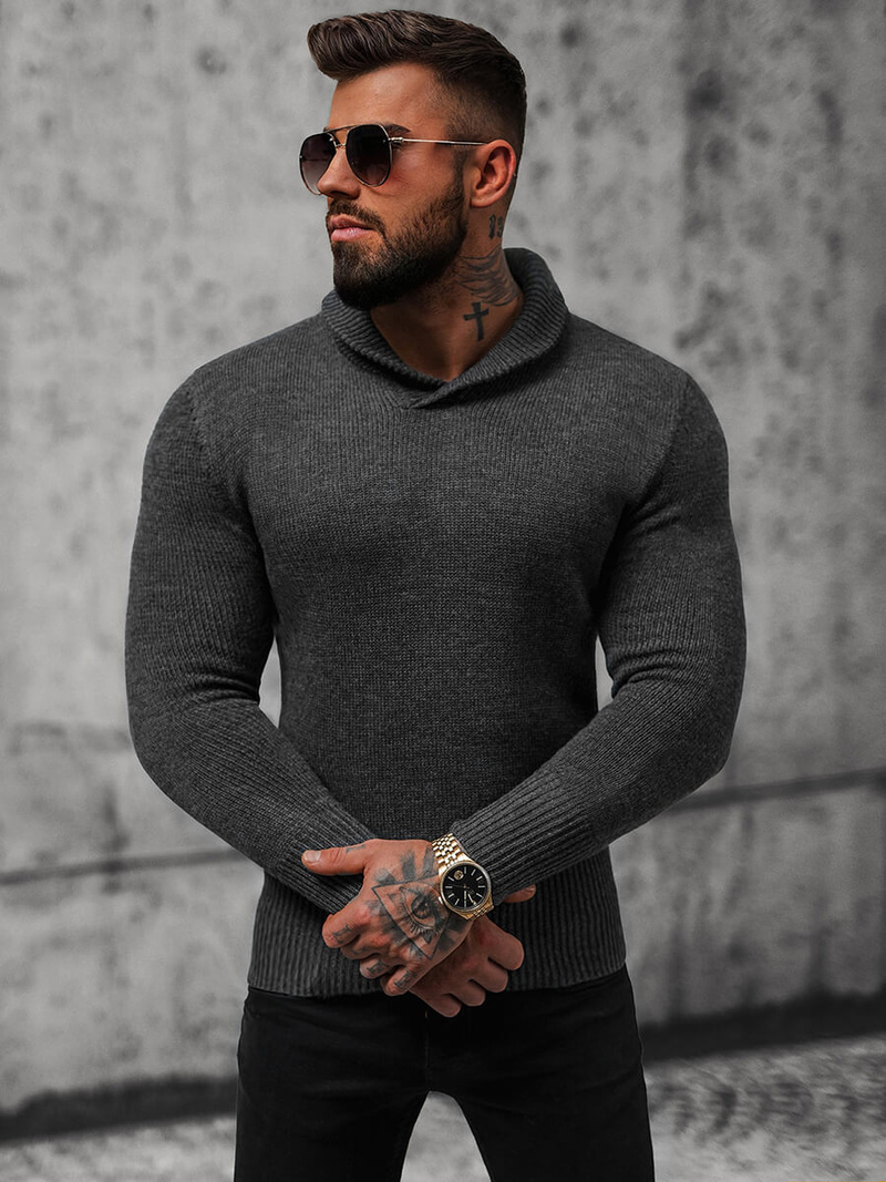 Pánský Svetr Grafitový OZONEE NB/MM6018/3Z