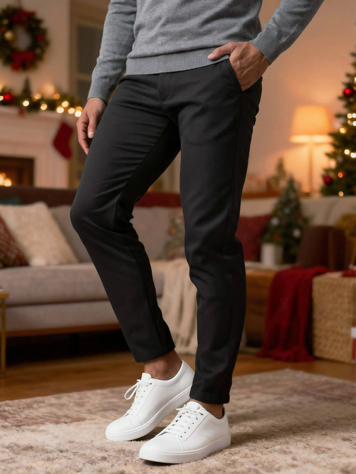 Pánské Chino Kalhoty Černé OZONEE V/6545Z