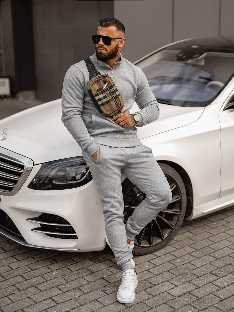 Pánská Tepláková Souprava Šedá OZONEE JS/68C10385/2Z