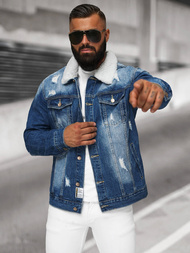 Pánská Džínová Bunda Šerpa Modrá OZONEE NB/MJ502BZ