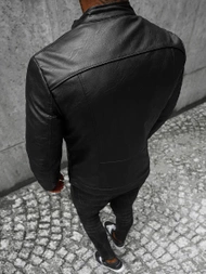 Pánská Koženková Bunda Černá OZONEE JS/11Z8003