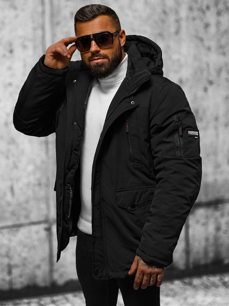 Pánská Zimní Bunda Černá OZONEE JS/5M718/392