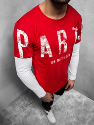 Pánské Tričko S Dlouhým Rukávem Červený OZONEE O/1292Z