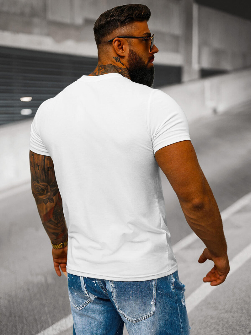 Pánské Tričko Bílé OZONEE JS/712005Z