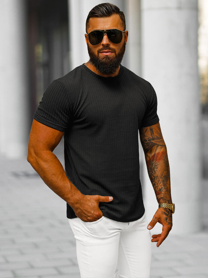 Pánské Tričko Černé OZONEE O/7766T