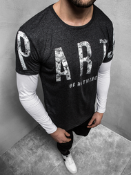 Pánské Tričko S Dlouhým Rukávem Grafitový OZONEE O/1292Z