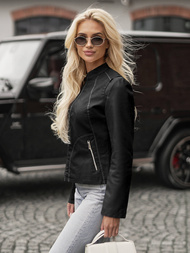 Dámská koženková bunda křivák černá OZONEE JS/11Z8208