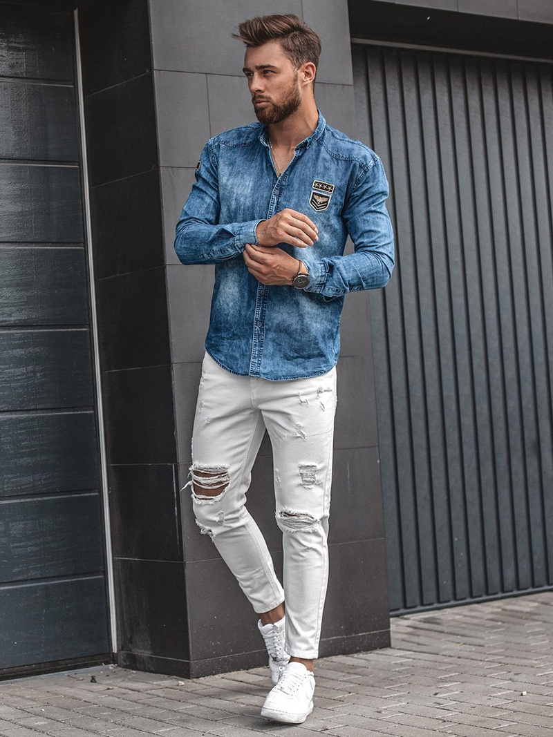 Pánské Džíny Bílé OZONEE B/55082