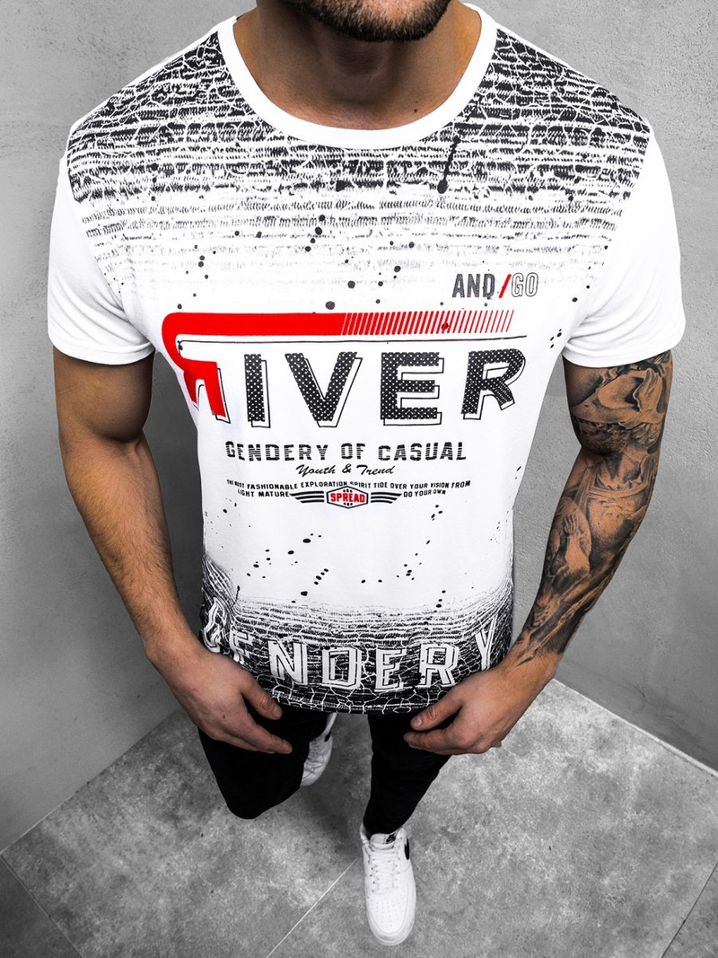 Pánské Tričko Bílé OZONEE JS/SS10960Z