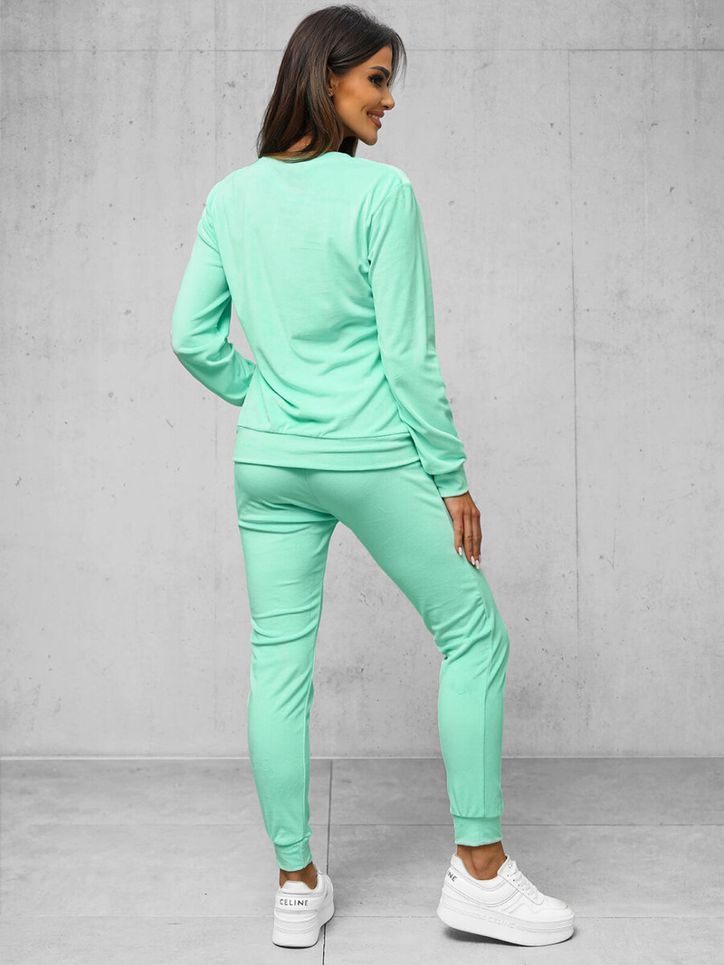 Dámská velurová tepláková souprava tmavě-mentolová OZONEE O/8C1173/139Z