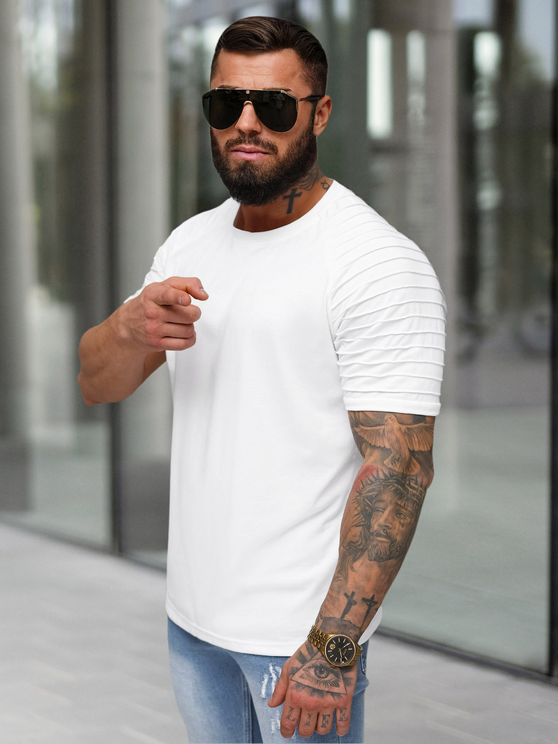 Pánské Tričko Bílé OZONEE JS/8T88/1Z