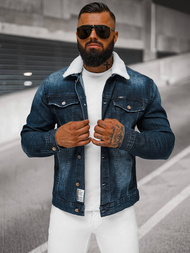 Pánská Džínová Bunda Šerpa Tmavě Modrá OZONEE NB/MJ516BSZ