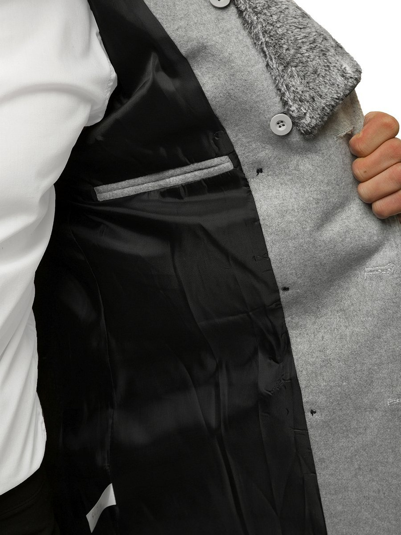 Pánský Kabát Světle-Šedý OZONEE O/5626