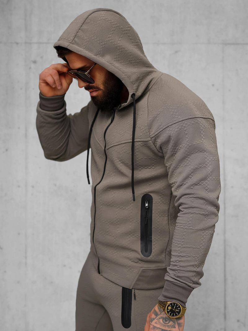 Pánská tepláková souprava béžovo-šedá OZONEE O/FF3705AB