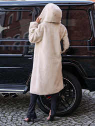 Dámská zimní kožešinová bunda béžová OZONEE JS/11Z8250