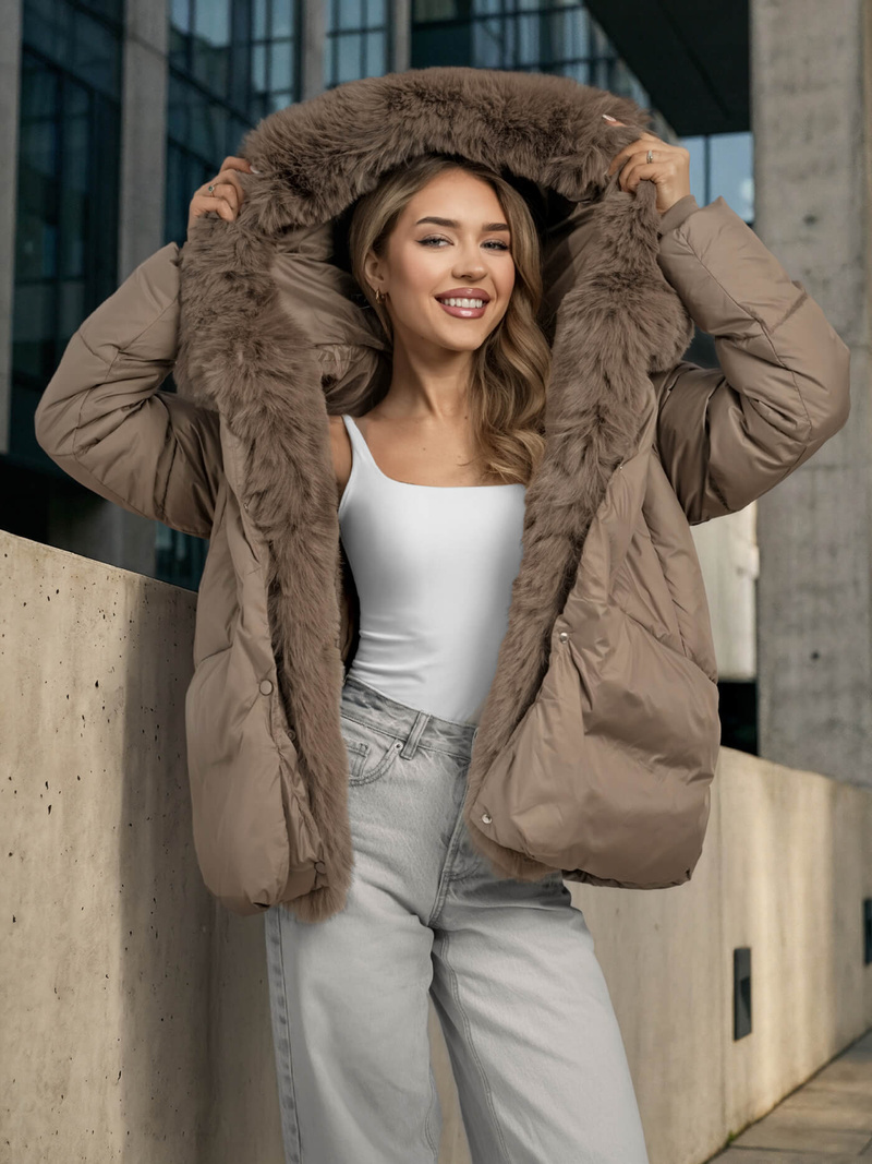 Dámská Bunda Tmavě-Béžové OZONEE O/16M9179/84Z