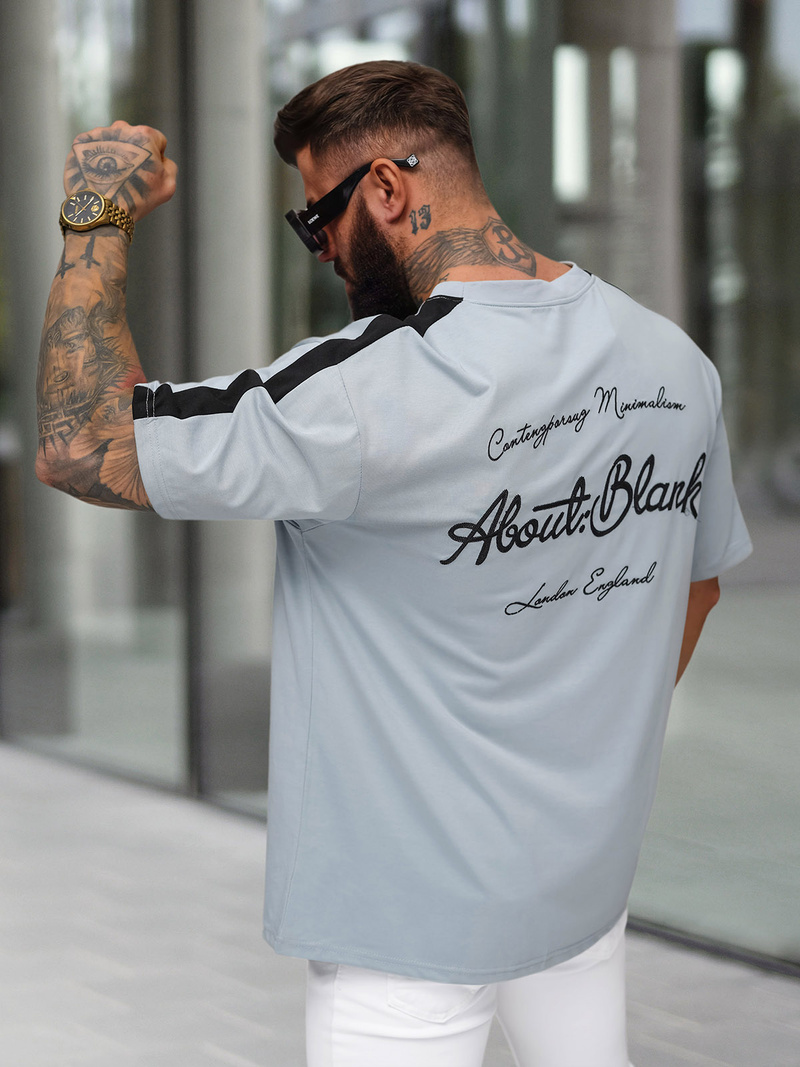 Pánské Tričko Světle-Modrá OZONEE O/QQ1195