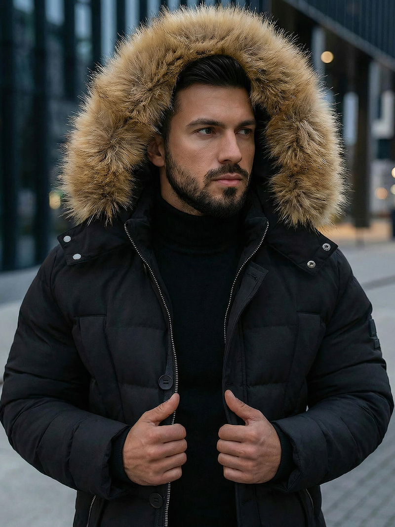 Pánská Zimní Bunda Černá OZONEE JS/5M3122/392Z