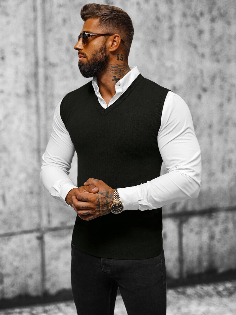 Pánský Svetr Černý OZONEE NB/MM6005/4Z