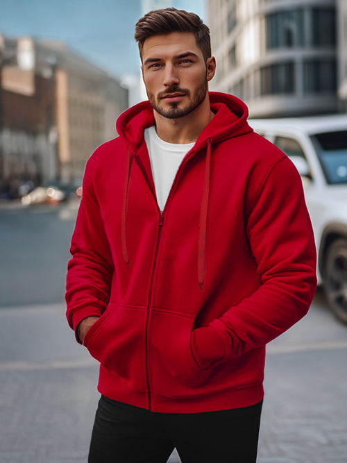 Pánská Mikina tmavě červená OZONEE JS/2008Z