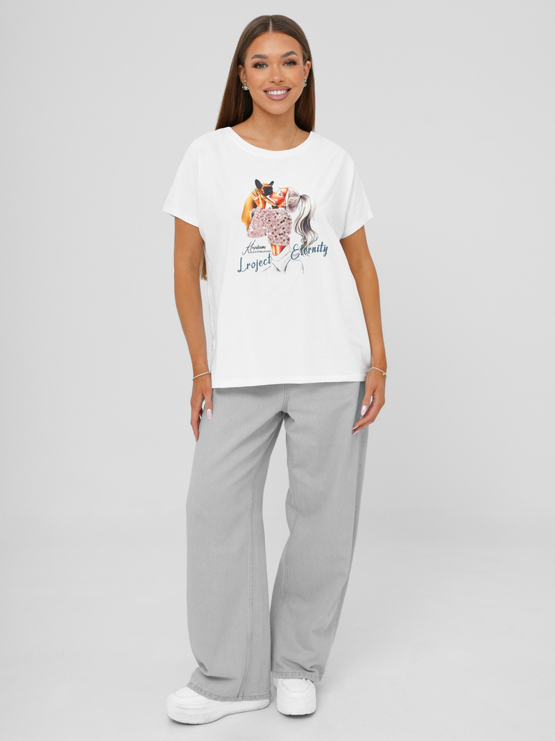 Dámské Tričko Bílé OZONEE JS/95T2575/1