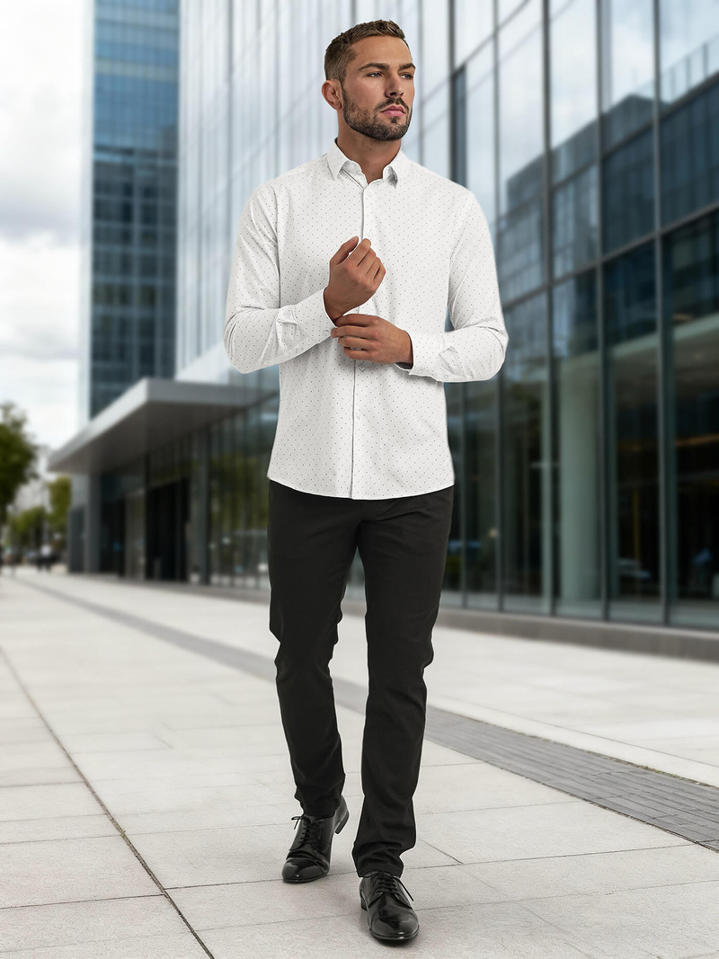 Pánská Košile Bílá OZONEE V/V185