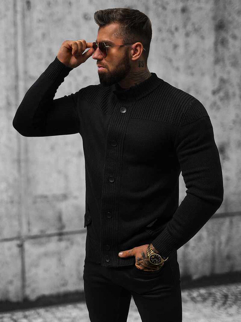 Pánský Svetr Černý OZONEE NB/MM6011/4