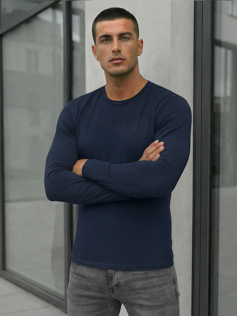 Pánské Tričko S Dlouhým Rukávem Námořnický Modry OZONEE JS/DB71/5