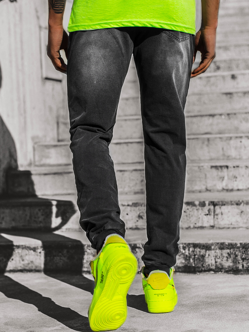 Pánské Džíny Jogger Černo-Zelené OZONEE JS/KK1105