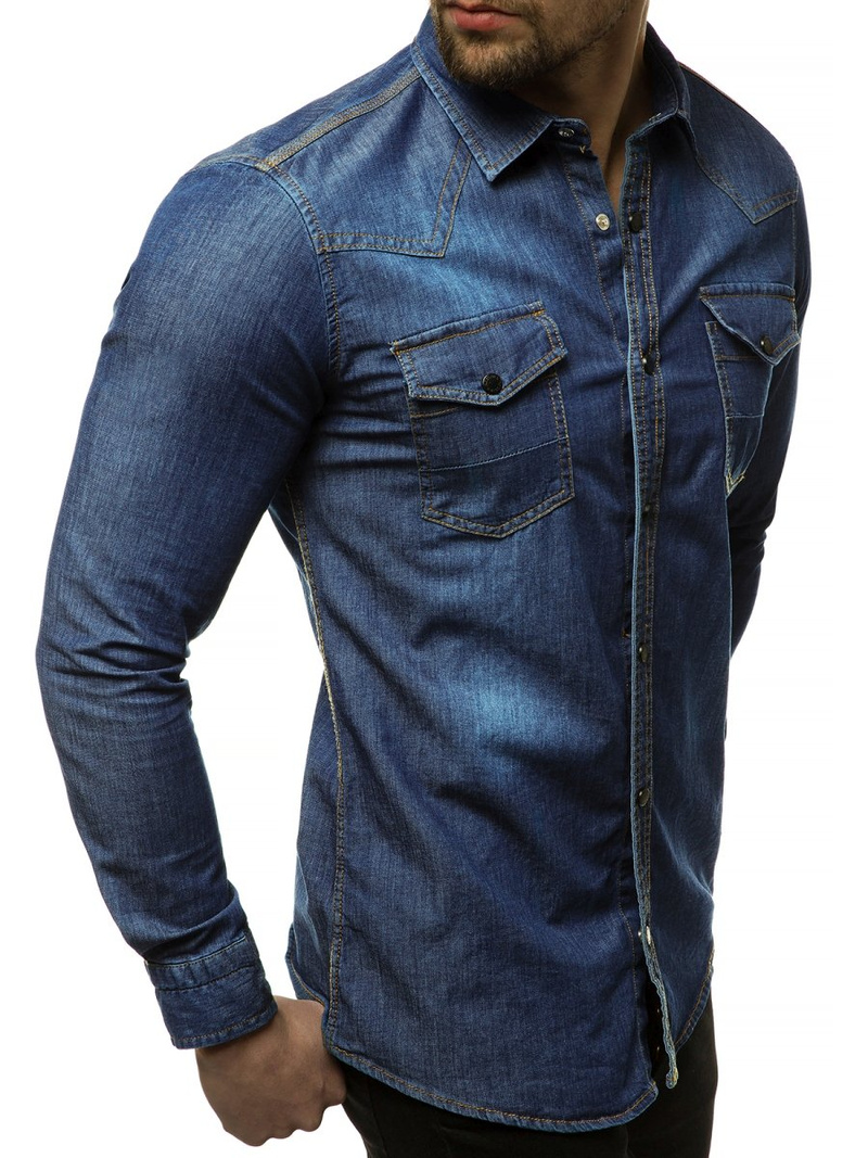 Pánská Džínová Košile Tmavě-Modrá OZONEE R/3053