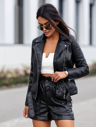 Dámská koženková bunda křivák černá OZONEE JS/11Z8009Z