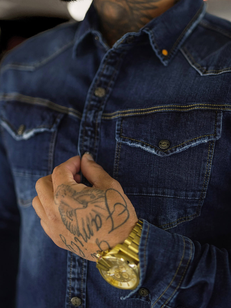 Pánská džínová košile modrá OZONEE O/51412