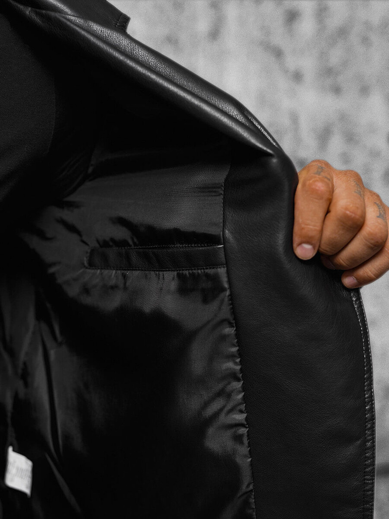 Pánská koženková bunda křivák černá OZONEE JS/11Z8067