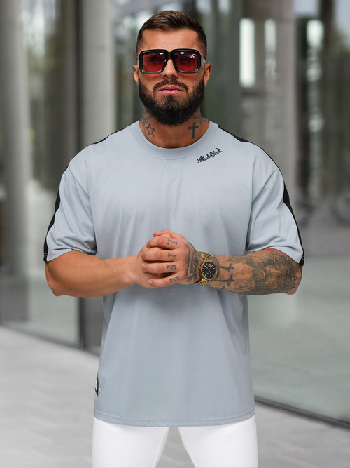 Pánské Tričko Světle-Modrá OZONEE O/QQ1195