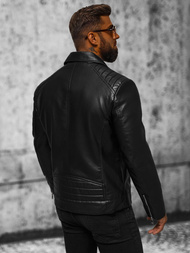 Pánská koženková bunda křivák černá OZONEE JS/11Z8056