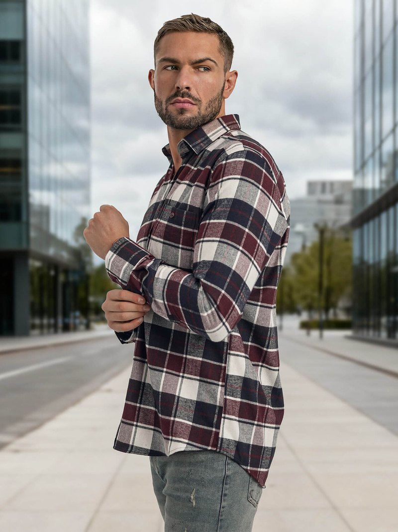 Pánská Košile Vínová OZONEE V/V174