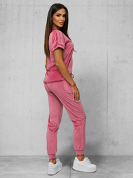 Dámská velurová tepláková souprava tmavě růžová OZONEE JS/35C1611/19