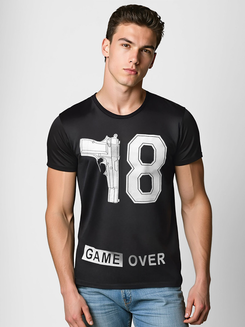 Pánské Tričko Černé OZONEE O/T123/3Z