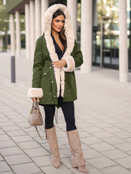 Dámská Zimní Bunda Zelená OZONEE JS/M763/136Z